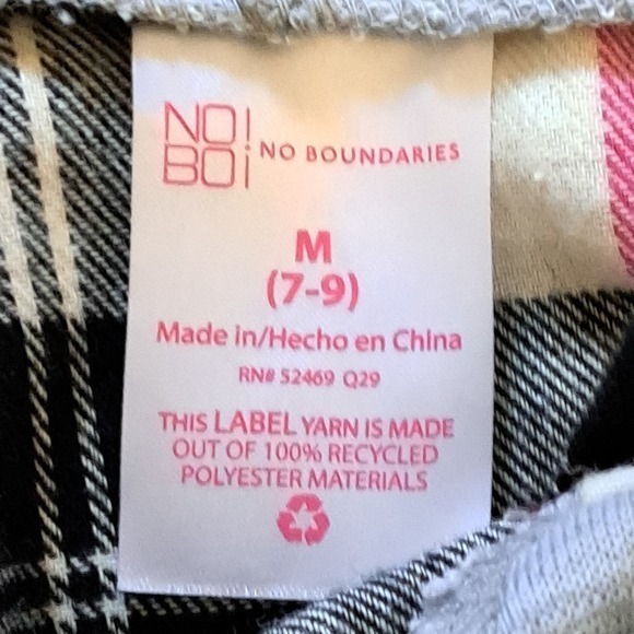 No Boundaries Hoodie Button Front Jackets Black Plaid Sz M 7-9 100% Polyester - Picture 3 of 3